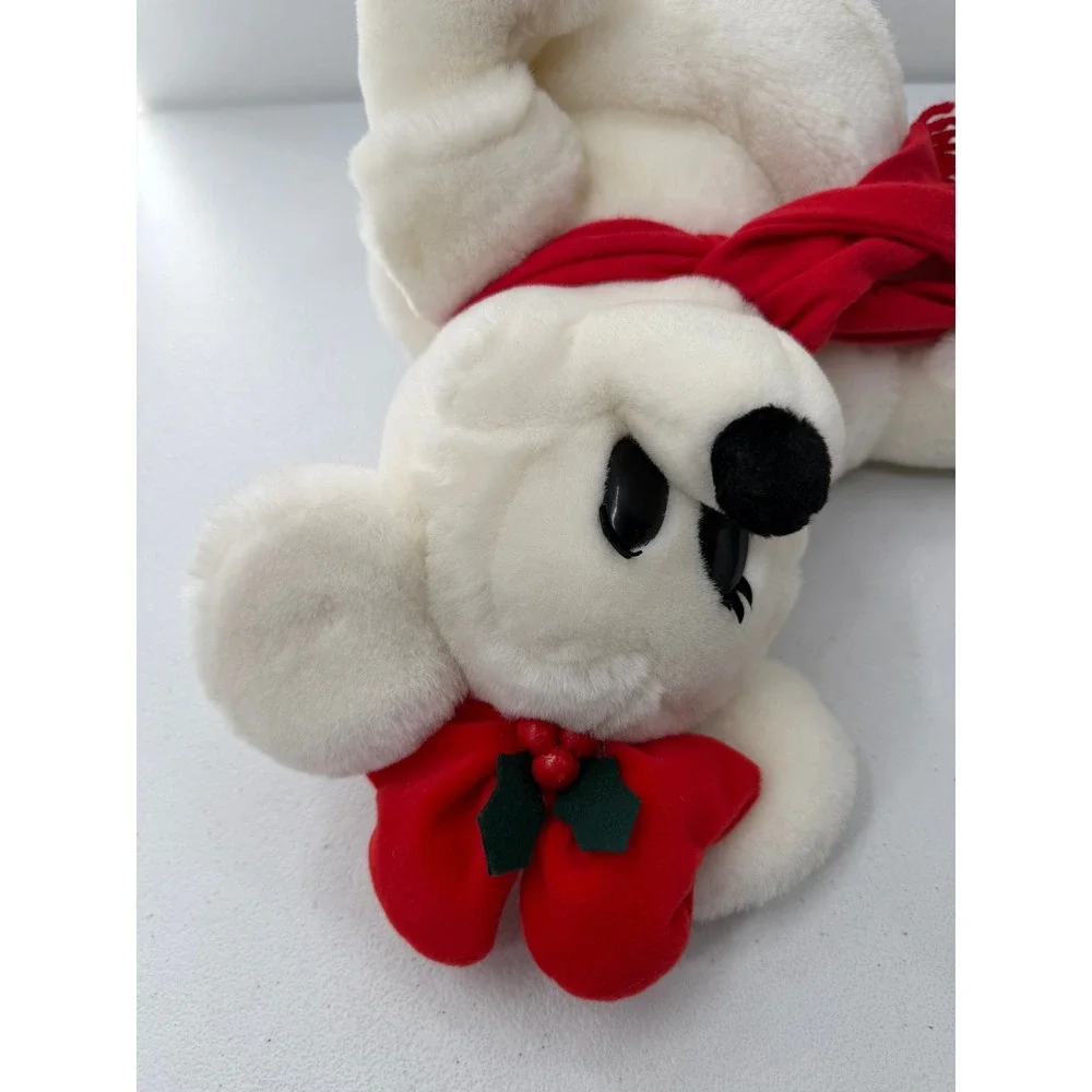 Disney Minnie Mouse Snowman Plush Holiday White Red Scarf Bow 15